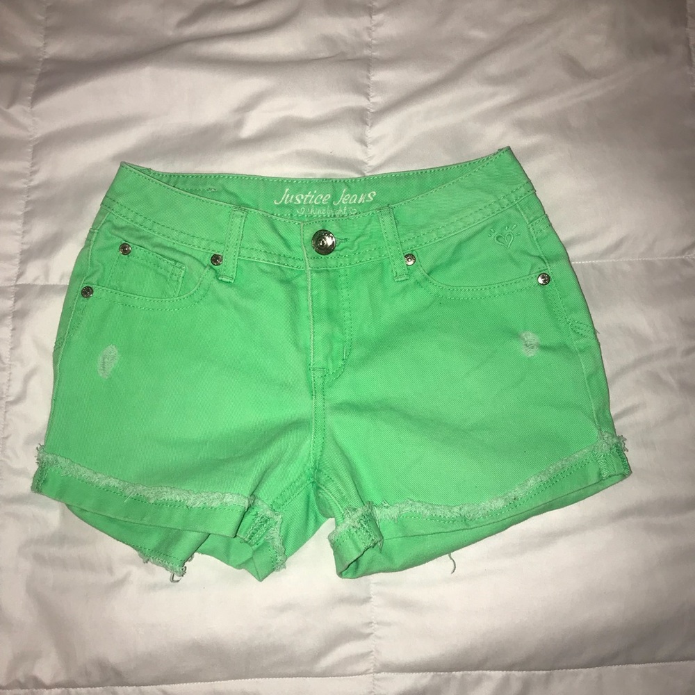 Justice Jean Shorts Green Girls
